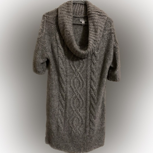 Old Navy Gray Cowl Neck Tunic Cable Sweater Size Large - Picture 1 of 6